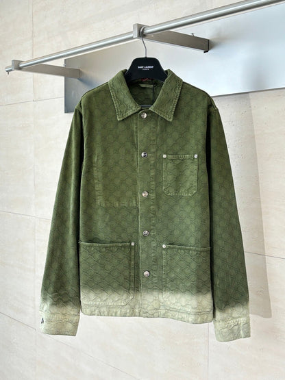 250908 A new high-quality dark-patterned jacquard gradient denim jacket