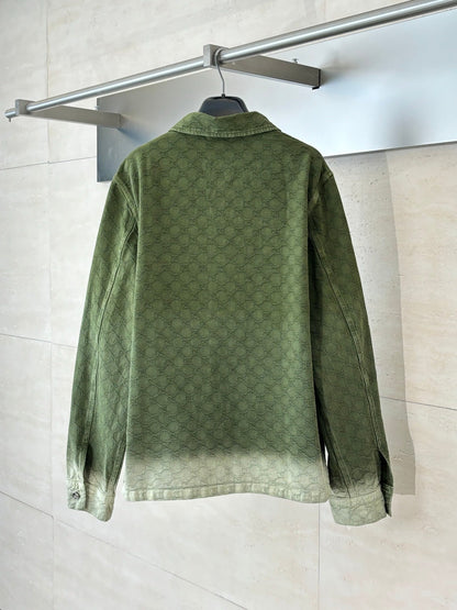 250908 A new high-quality dark-patterned jacquard gradient denim jacket