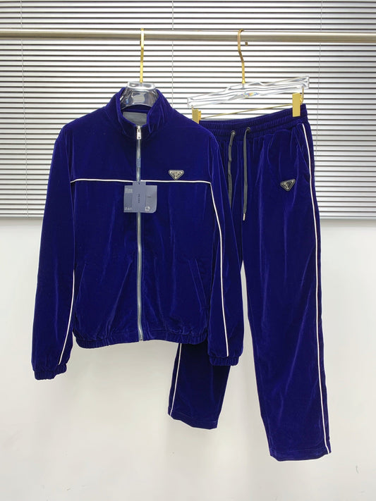 250908 New high-quality velvet patchwork casual set