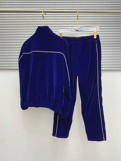 250908 New high-quality velvet patchwork casual set