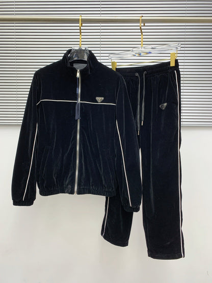 250908 New high-quality velvet patchwork casual set