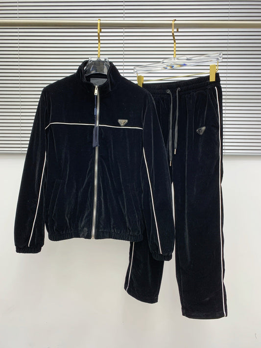 250908 New high-quality velvet patchwork casual set