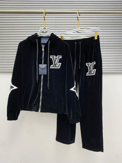 250908 New high-quality velvet patchwork casual set
