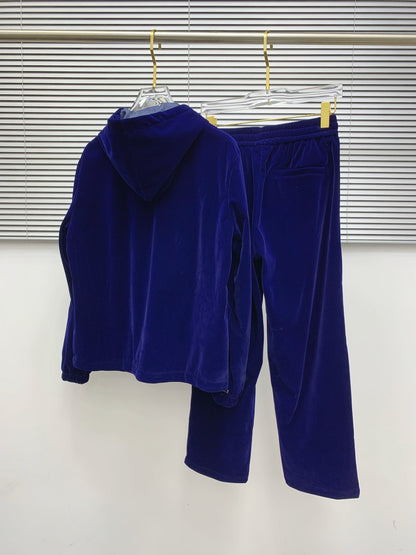 250908 New high-quality velvet patchwork casual set