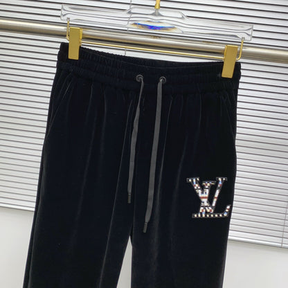 250908 New high-quality velvet patchwork casual set