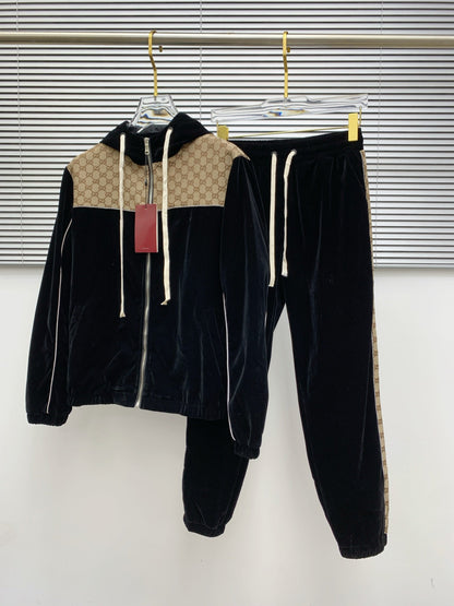 250908 New high-quality velvet patchwork casual set