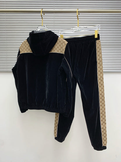 250908 New high-quality velvet patchwork casual set