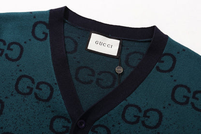 250908 New high-quality gradient full-print knitted cardigan