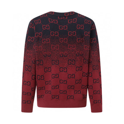 250908 New high-quality gradient fine full-print knitted round-neck sweater
