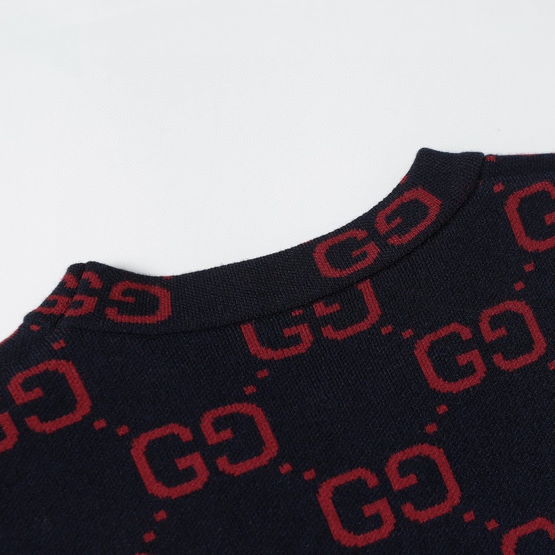 250908 New high-quality gradient fine full-print knitted round-neck sweater