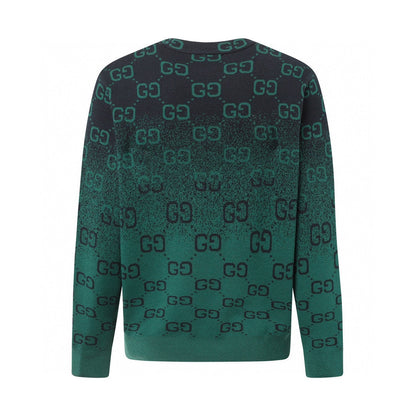 250908 New high-quality gradient fine full-print knitted round-neck sweater