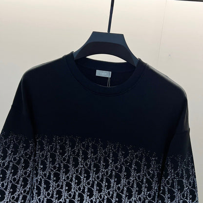 250908 New high-quality gradient letter half-length printed round-neck sweatshirt