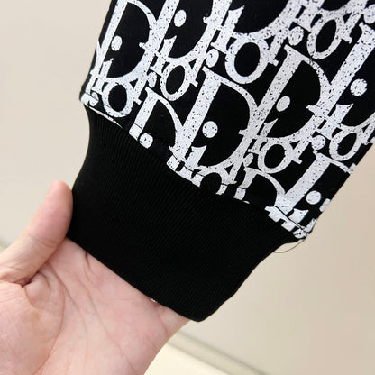 250908 New high-quality gradient letter half-length printed round-neck sweatshirt