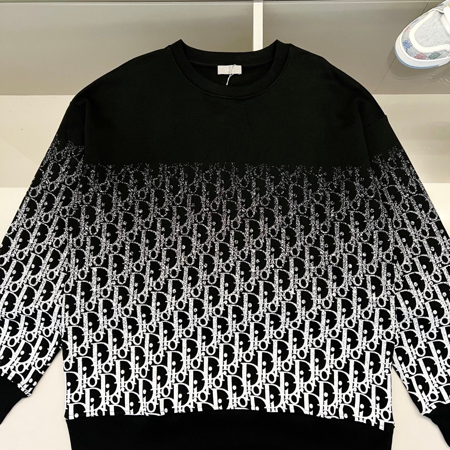 250908 New high-quality gradient letter half-length printed round-neck sweatshirt