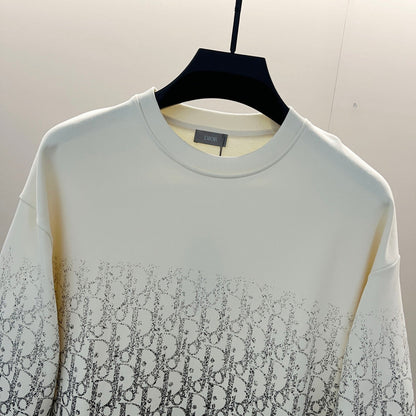 250908 New high-quality gradient letter half-length printed round-neck sweatshirt