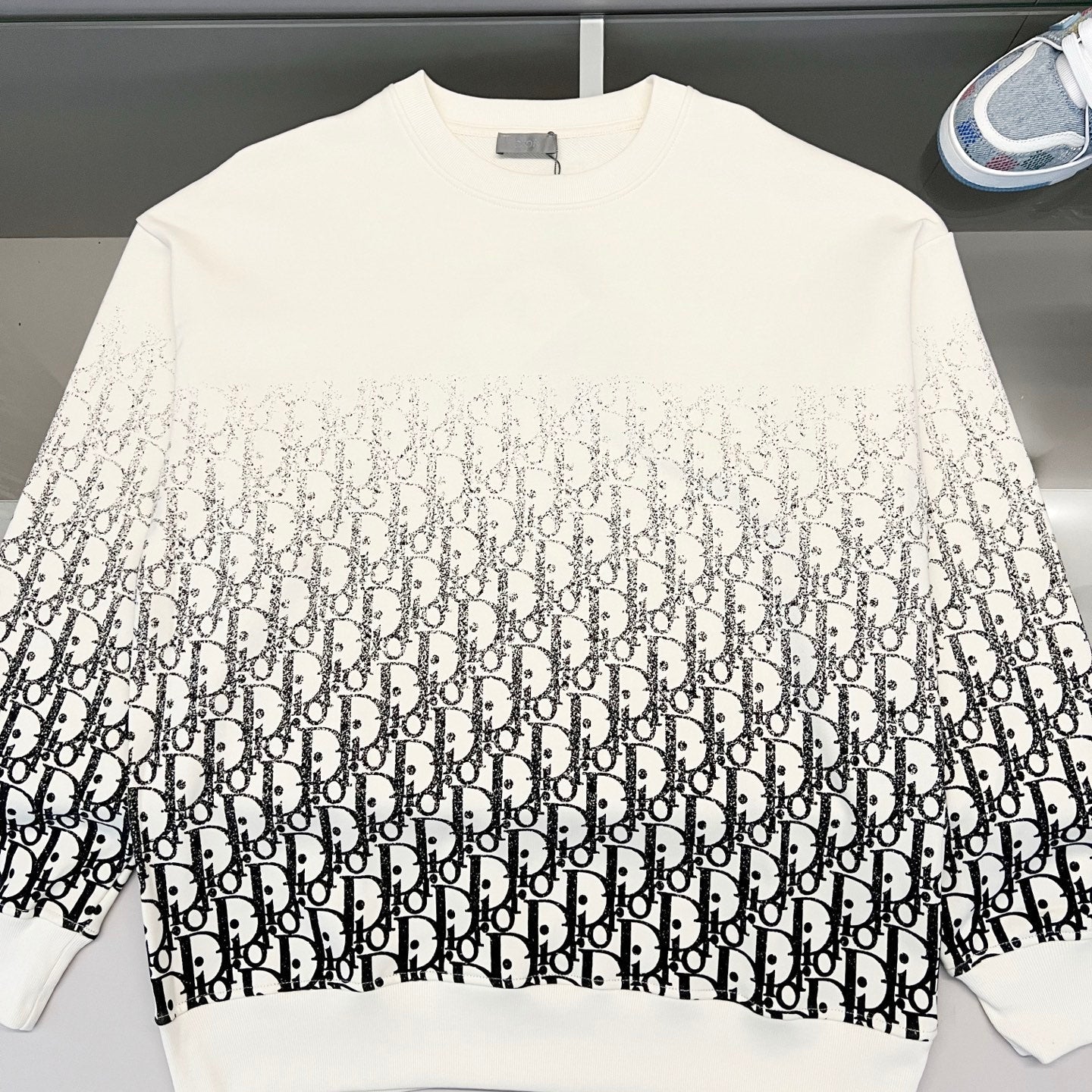 250908 New high-quality gradient letter half-length printed round-neck sweatshirt