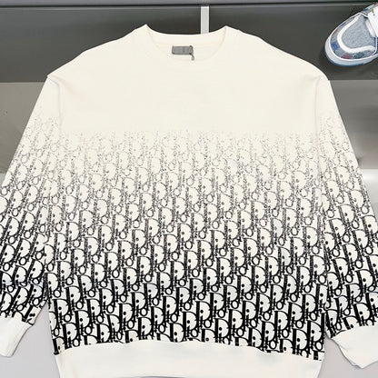 250908 New high-quality gradient letter half-length printed round-neck sweatshirt