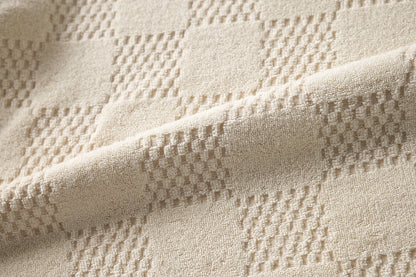 250908 New high-quality cotton checkerboard towel fabric casual T-shirt