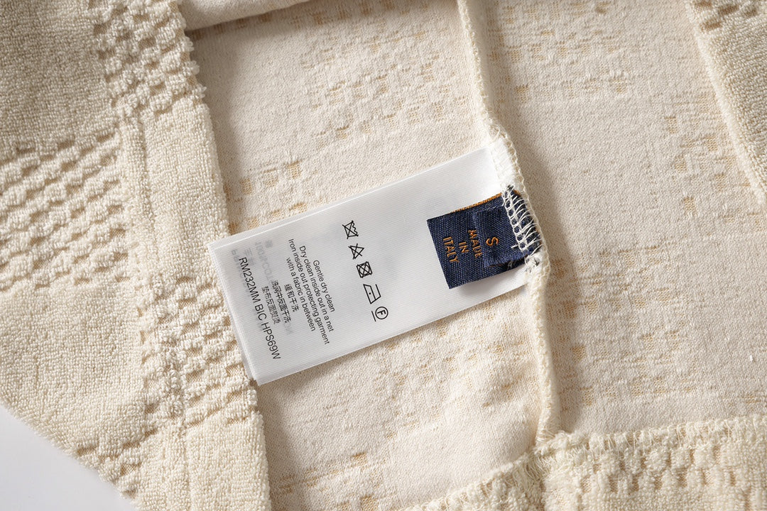 250908 New high-quality cotton checkerboard towel fabric casual T-shirt