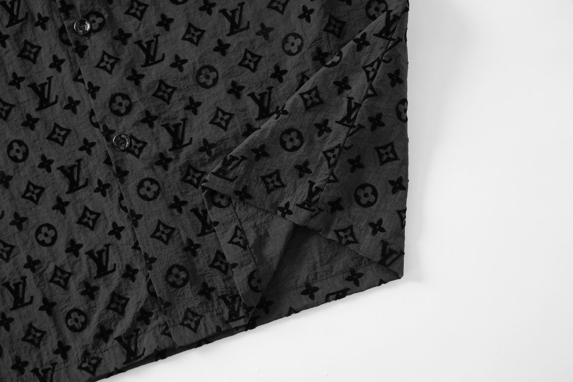 250908 New high-quality flocking full-print shirt