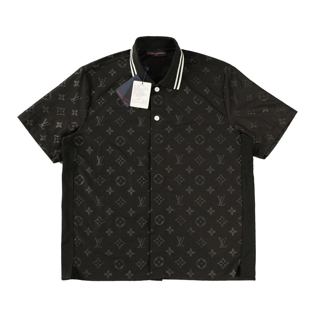 250908 New high-quality, soft, dark-patterned, color-blocking jacquard shirt