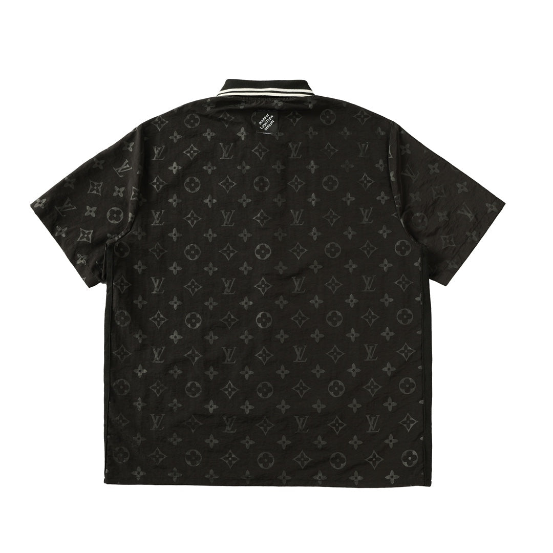 250908 New high-quality, soft, dark-patterned, color-blocking jacquard shirt