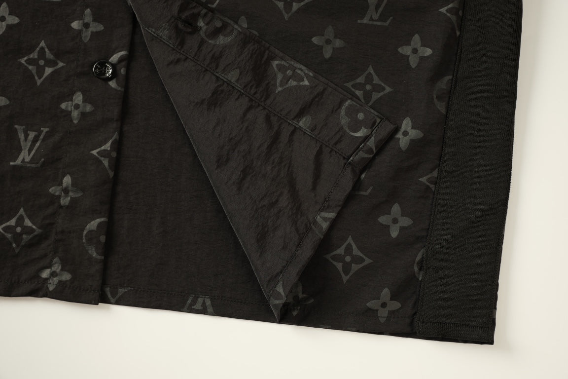 250908 New high-quality, soft, dark-patterned, color-blocking jacquard shirt
