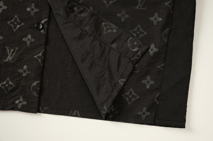 250908 New high-quality, soft, dark-patterned, color-blocking jacquard shirt
