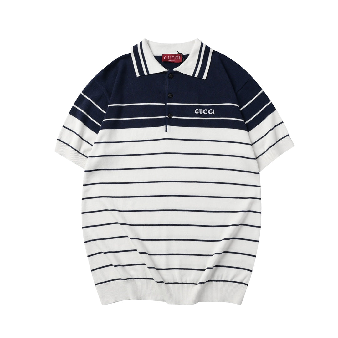250908 New high-quality soft jacquard striped knitted POLO