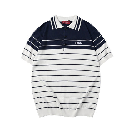 250908 New high-quality soft jacquard striped knitted POLO