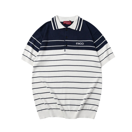 250908 New high-quality soft jacquard striped knitted POLO