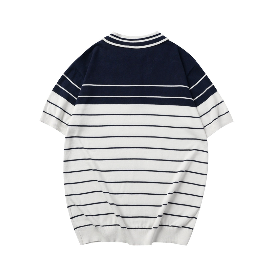 250908 New high-quality soft jacquard striped knitted POLO