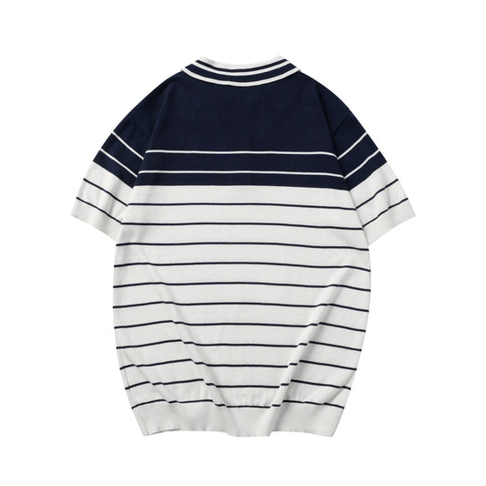 250908 New high-quality soft jacquard striped knitted POLO