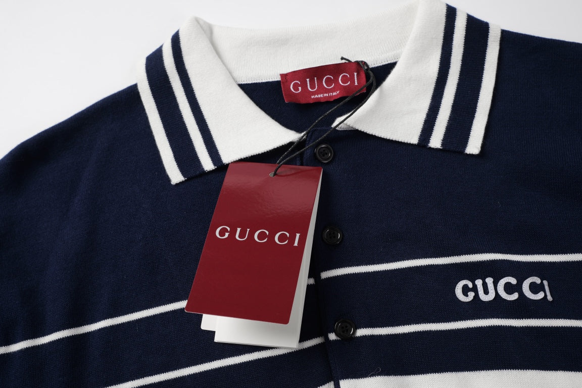 250908 New high-quality soft jacquard striped knitted POLO