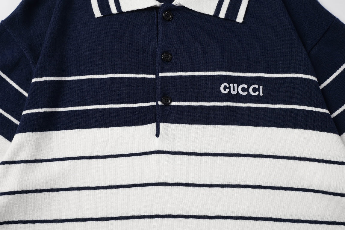 250908 New high-quality soft jacquard striped knitted POLO