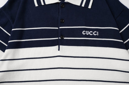 250908 New high-quality soft jacquard striped knitted POLO