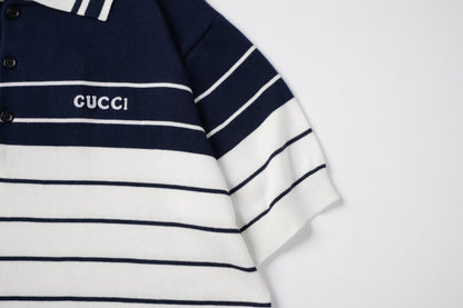 250908 New high-quality soft jacquard striped knitted POLO