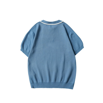 250917 New high-quality fine wool knitted Polo short-sleeved shirt