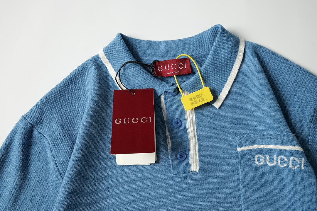 250917 New high-quality fine wool knitted Polo short-sleeved shirt