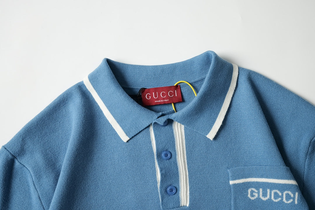 250917 New high-quality fine wool knitted Polo short-sleeved shirt