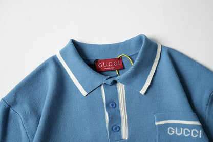 250917 New high-quality fine wool knitted Polo short-sleeved shirt