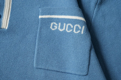 250917 New high-quality fine wool knitted Polo short-sleeved shirt