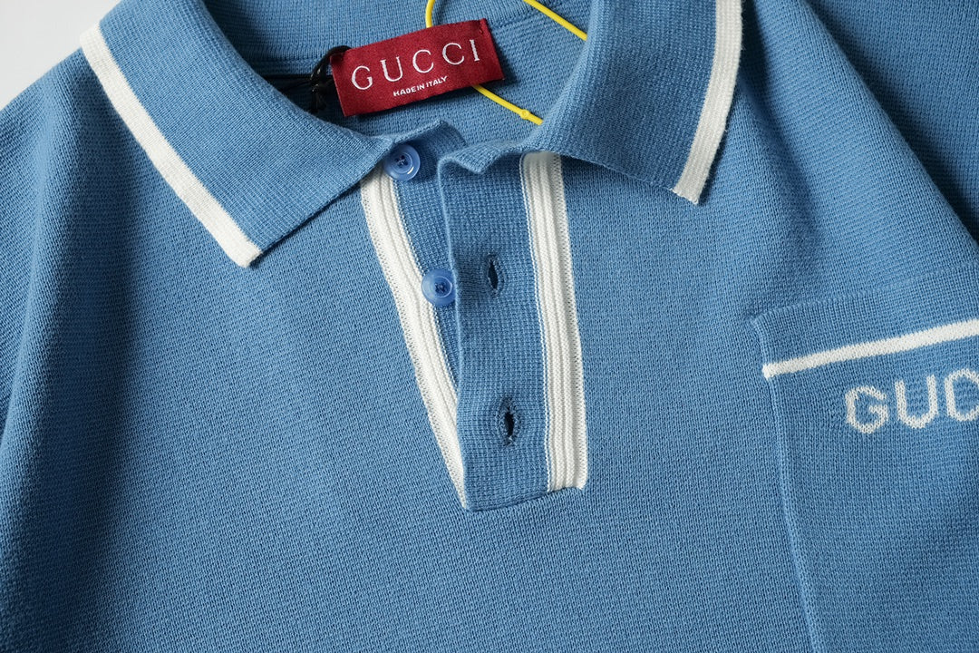 250917 New high-quality fine wool knitted Polo short-sleeved shirt