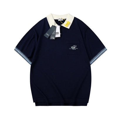 250917 New high-quality cotton blended plain Polo shirt sweater