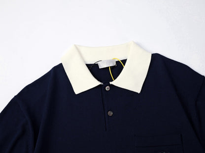 250917 New high-quality cotton blended plain Polo shirt sweater