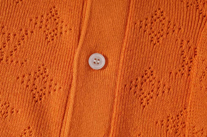 250917 New high-quality hollowed-out jacquard knitted short-sleeved shirt