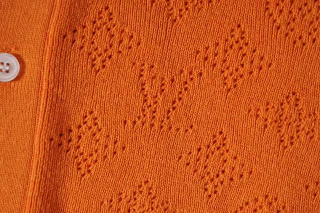 250917 New high-quality hollowed-out jacquard knitted short-sleeved shirt