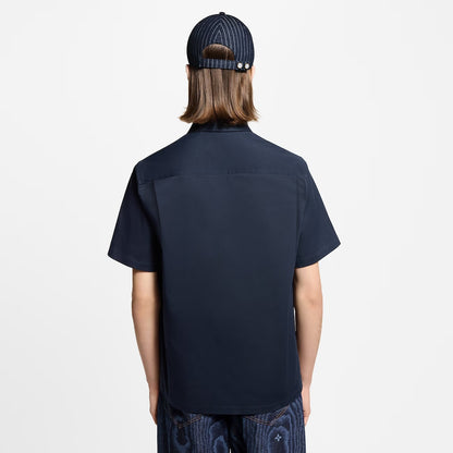 250917 New high-quality pocket embossed monogram short-sleeved shirt