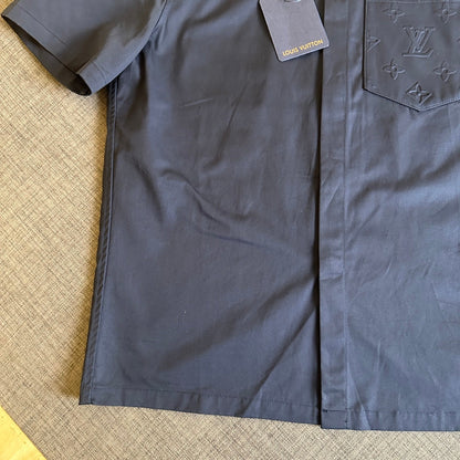250917 New high-quality pocket embossed monogram short-sleeved shirt