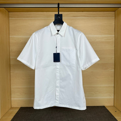 250917 New high-quality pocket embossed monogram short-sleeved shirt
